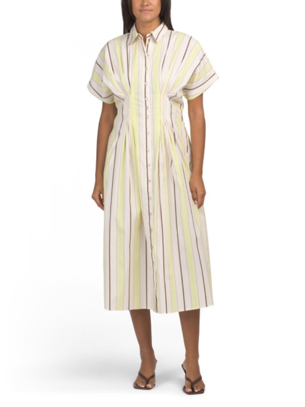 NICOLE MILLER Striped Poplin Cinched Waist Shirt Dress - Picture 5 of 5